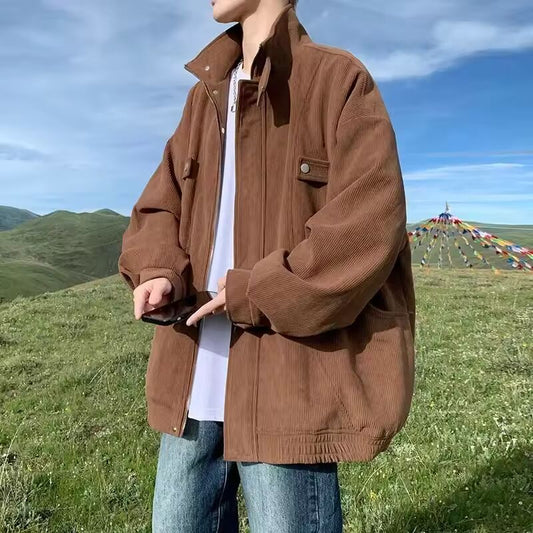 Autumn Corduroy Cardigan Jackets For Men Y2K Streetwear Zipper Shirts Coats 2024 New Classic Vintage Solid chaquetas hombre